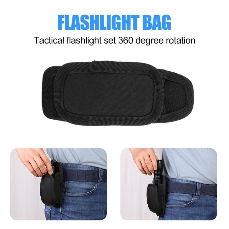 Outdoor Nylon Flashlight Holster Holder Clip Torch Case Elastic Belt Pouch-ebowsos