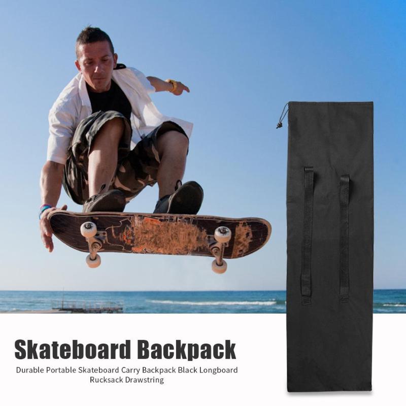 Outdoor Portable Skateboard Carry Bag Black Longboard Backpack Drawstring-ebowsos