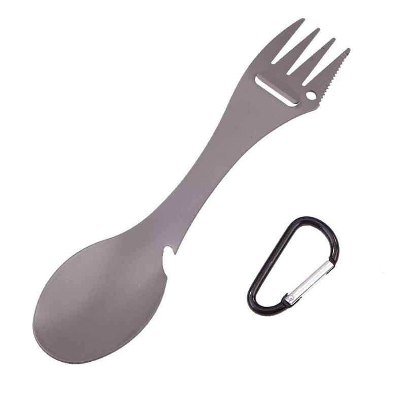 Outdoor Portable Spoon Fork Multifunctional Camping Cookware Stainless Steel Bottle Opener Tool-ebowsos