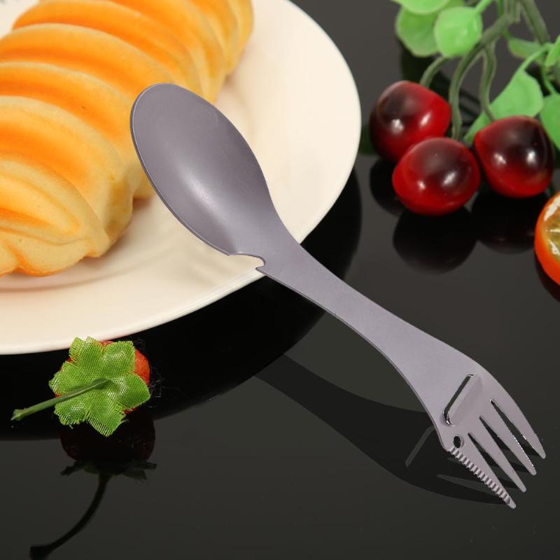 Outdoor Portable Spoon Fork Multifunctional Camping Cookware Stainless Steel Bottle Opener Tool-ebowsos