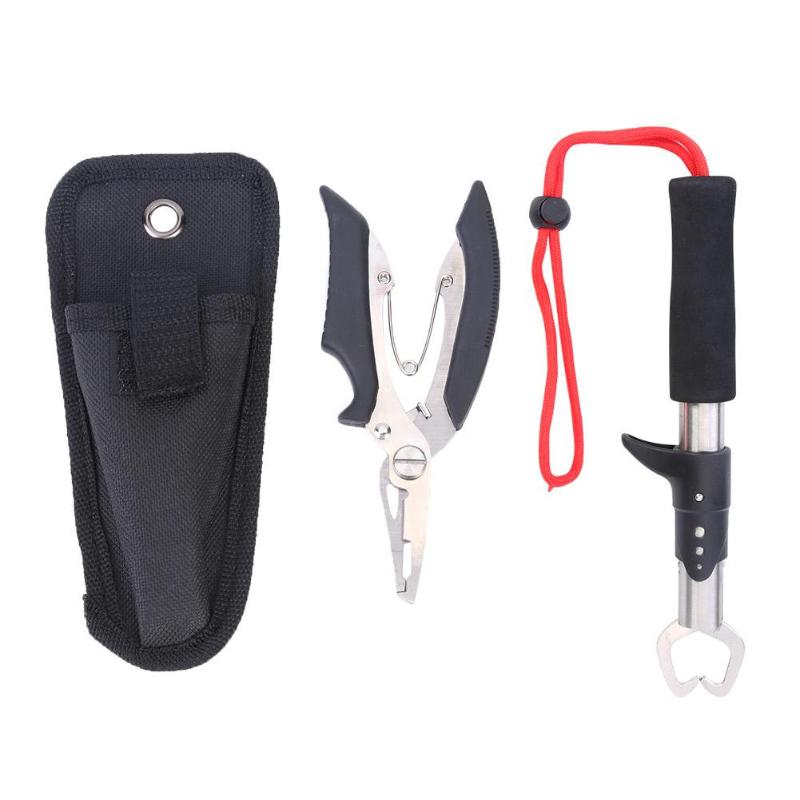 Outdoor Portable Stainless Steel Fishing Pliers Fish Grip Tackle Set w/ Bag-ebowsos