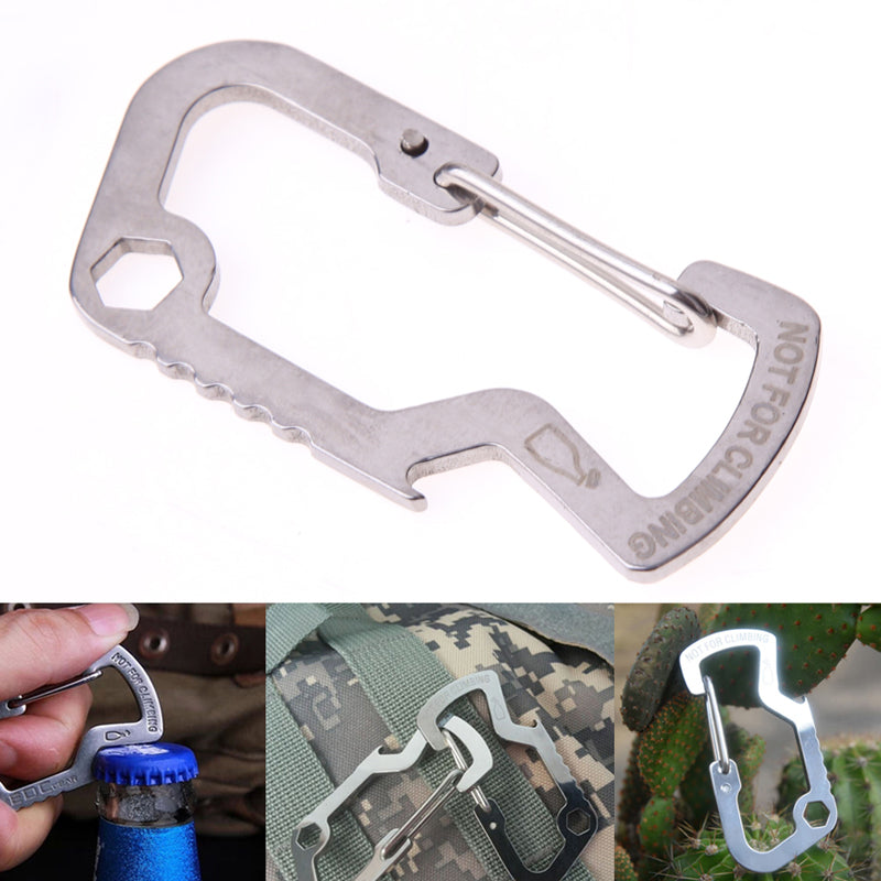 Outdoor Survival Multi Function Tool Carabiner Key Chain Bottle Opener Camping Hiking Rescue Gear Mini Carabiner EDC Hook Tool-ebowsos