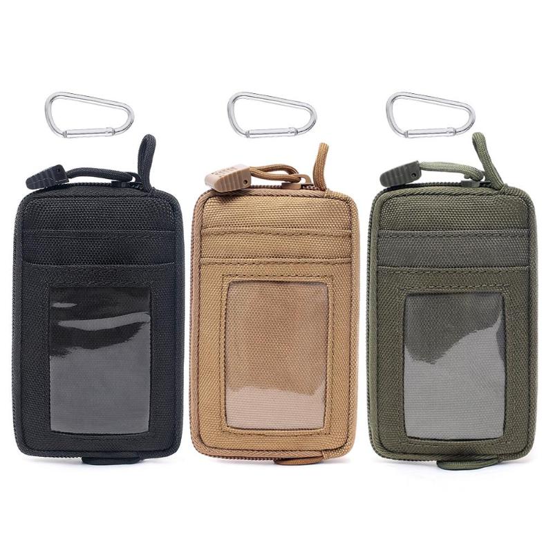 Outdoor Waterproof Card Bag Portable Mini Coin Wallet w/ Climbing Carabiner-ebowsos