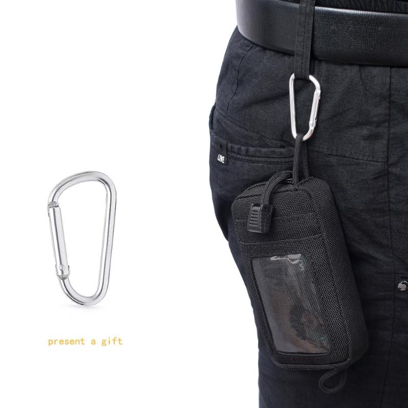 Outdoor Waterproof Card Bag Portable Mini Coin Wallet w/ Climbing Carabiner-ebowsos