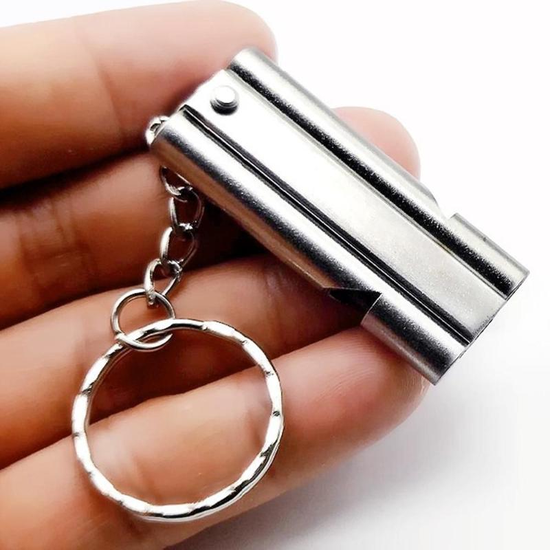 Outdoor double pipe survival whistle 80-120 decibels High Decibel Stainless Steel Outdoor Emergency Survival Whistle-ebowsos