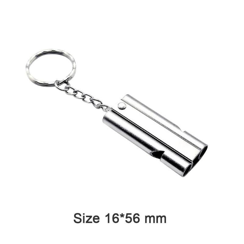 Outdoor double pipe survival whistle 80-120 decibels High Decibel Stainless Steel Outdoor Emergency Survival Whistle-ebowsos