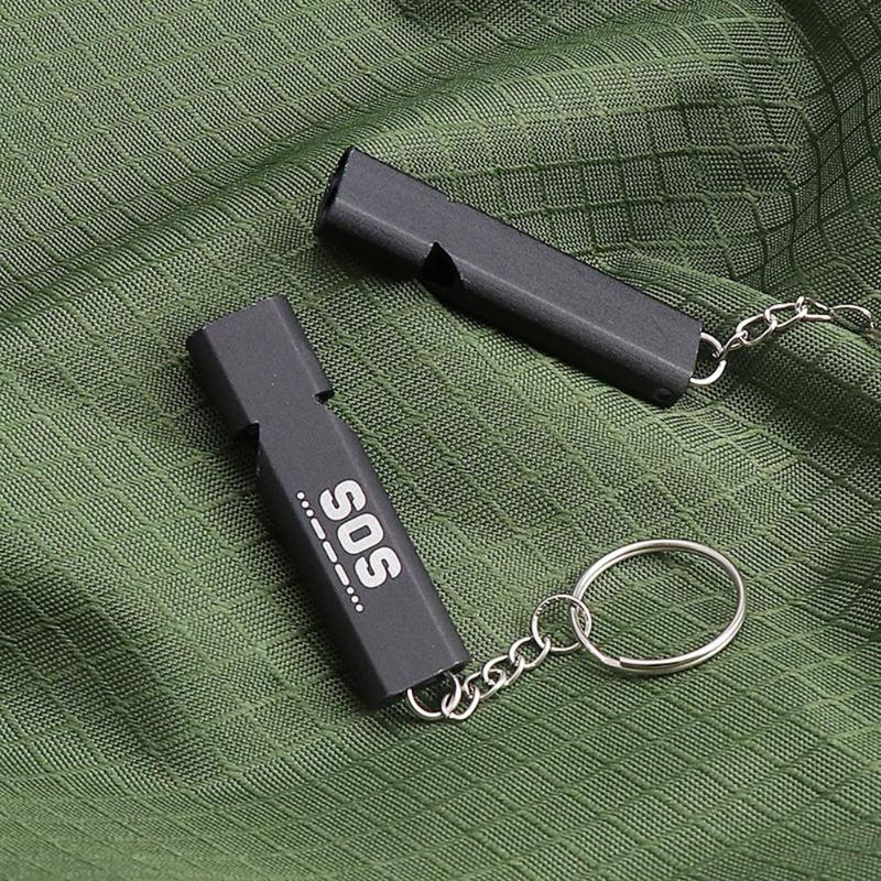 Outdoors Portable Keychain Whistle Double Pipe Emergency Survival Whistle-ebowsos