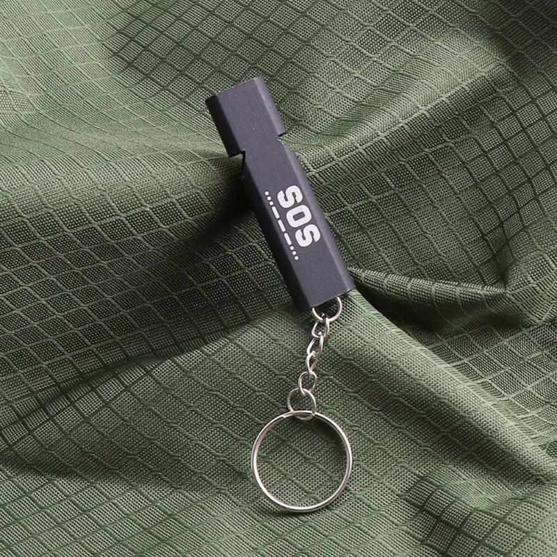 Outdoors Portable Keychain Whistle Double Pipe Emergency Survival Whistle-ebowsos