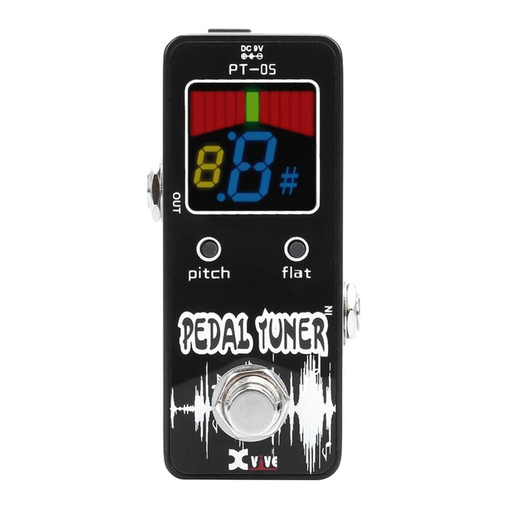 PT-06 Mini Pocket Chromatic Tuner B0-B6 Effect Pedal Black for Guitar Bass Violin Ukulele Line-in and Mic Detection-ebowsos