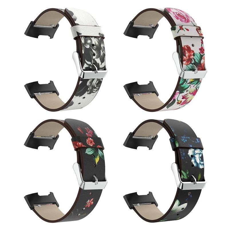 PU Leather Replacement Watchbands Sport Flowers Print Strap Bracelet for Fitbit Charge 3 Smart Accessories High Quality Bracelet - ebowsos