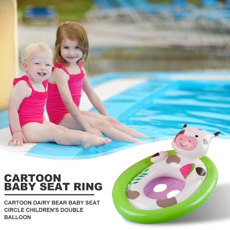 PVC Water Sports Baby Swimming Pool Seat Cartoon Safety Double Balloon Toys-ebowsos