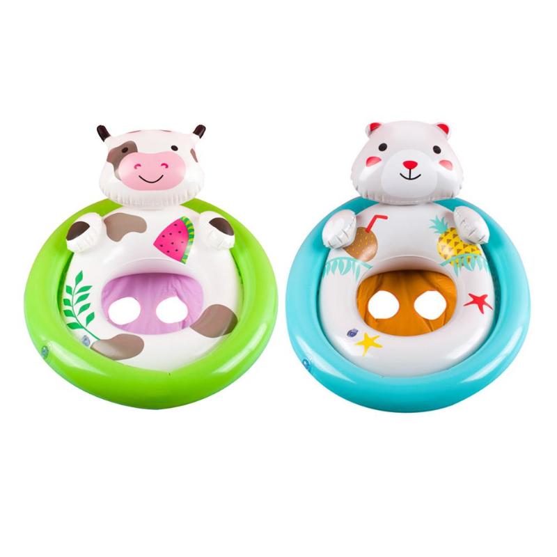 PVC Water Sports Baby Swimming Pool Seat Cartoon Safety Double Balloon Toys-ebowsos