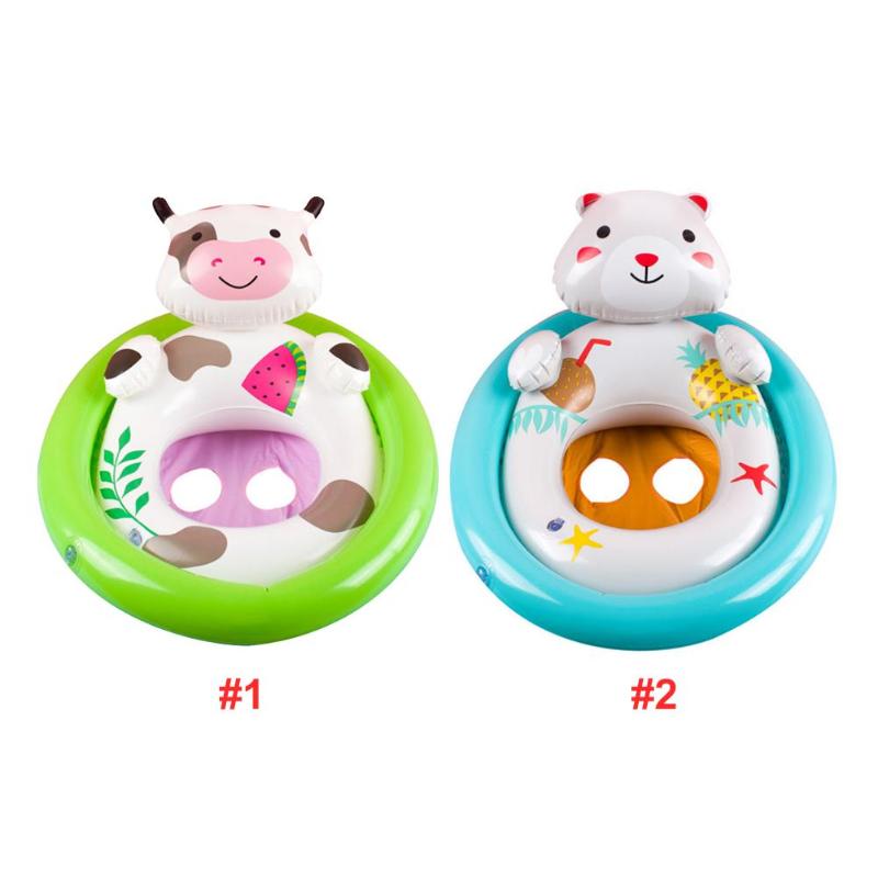 PVC Water Sports Baby Swimming Pool Seat Cartoon Safety Double Balloon Toys-ebowsos