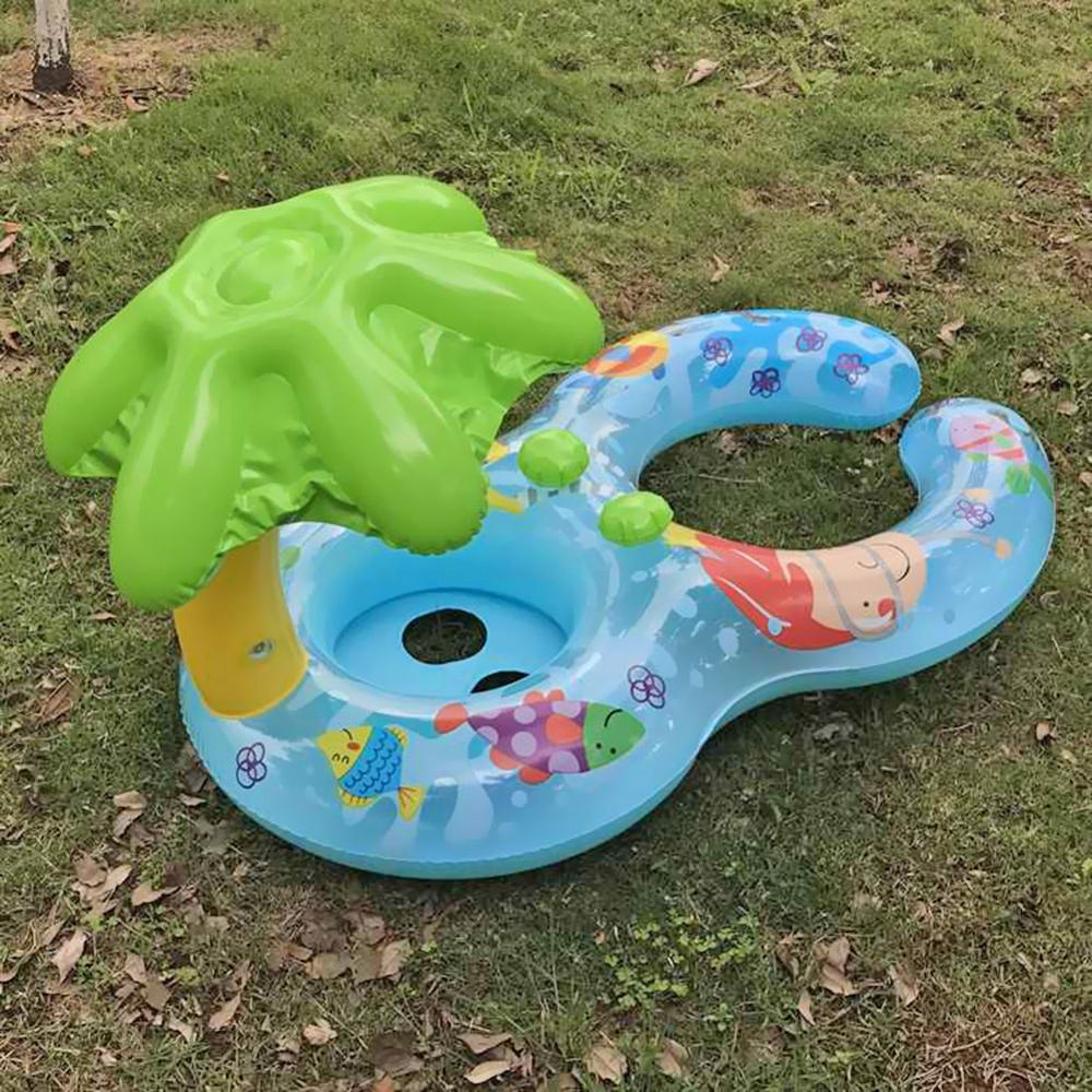 Parent Kid Swimming Circle Ring Baby Float Sunshade Cover Floating Toy Child Beach Pool Accessories-ebowsos