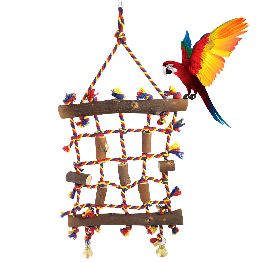 Parrot Climbing Net Bird Toy Swing Rope Net Bird Stand Net Hammock With Hook Bird Hanging Climbing Chewing Biting Toys For Pet-ebowsos