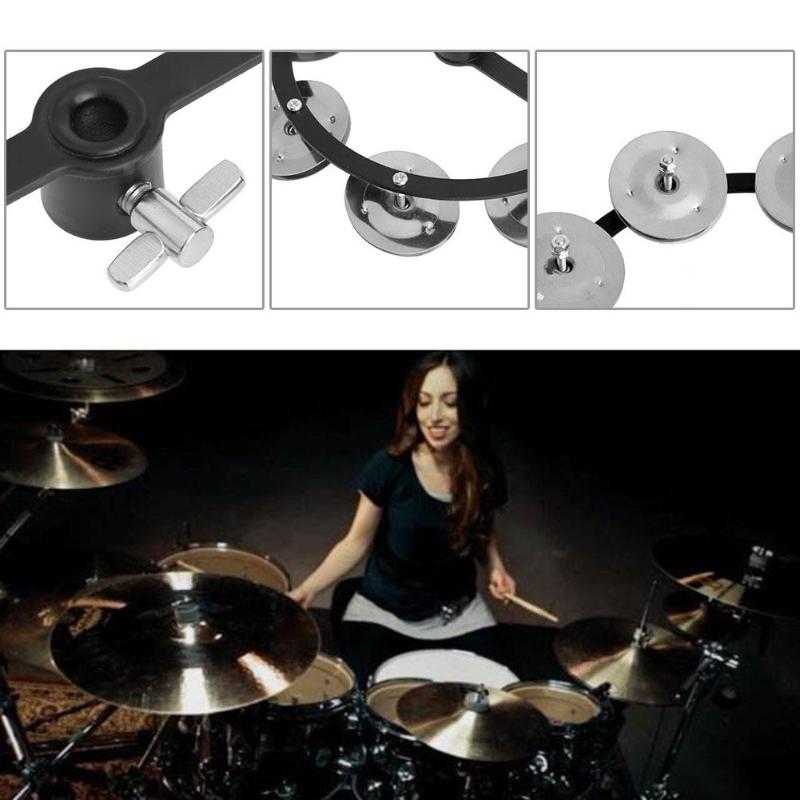 Percussion Hi-Hat Tambourine with Row Alloy Drum Set Musical Accessories-ebowsos