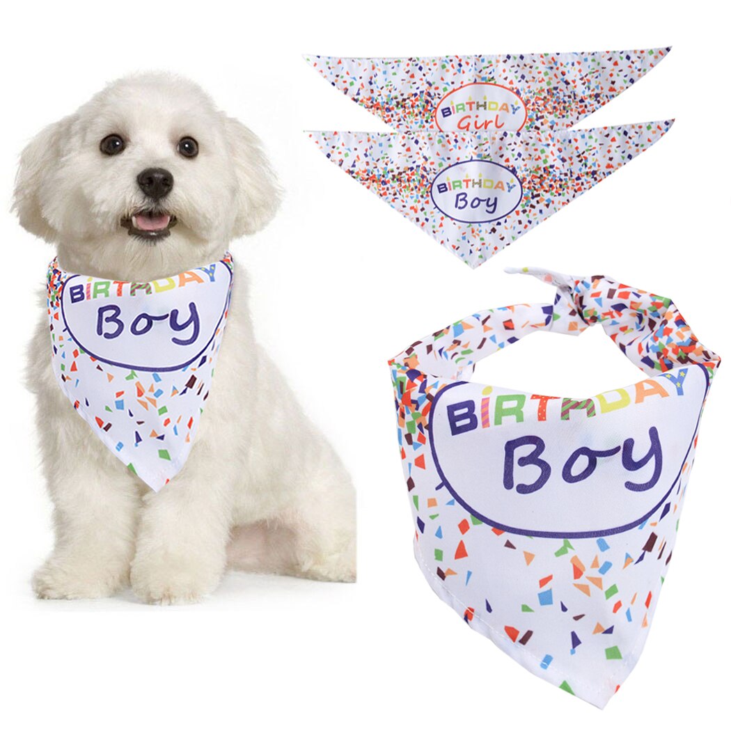 Pet Bandana Confetti Letter Print Dog Bandana Bib Pet Bib For Dog Cats Birthday Pet Dress Up Clothing Accessories Boy Girl-ebowsos