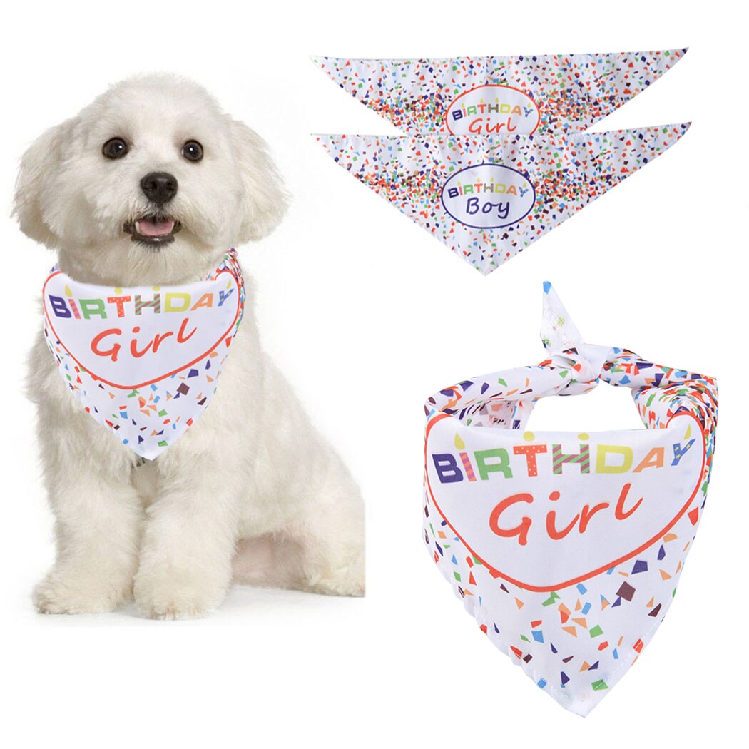 Pet Bandana Confetti Letter Print Dog Bandana Bib Pet Bib For Dog Cats Birthday Pet Dress Up Clothing Accessories Boy Girl-ebowsos