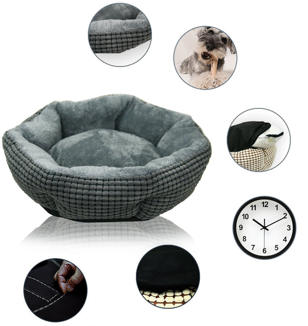 Pet Bed Round Soft Winter Warm Dog Cushion Pet Nest Corn Velvet Medium And Small Dog Teddy Kennel 2019 New Arrive-ebowsos