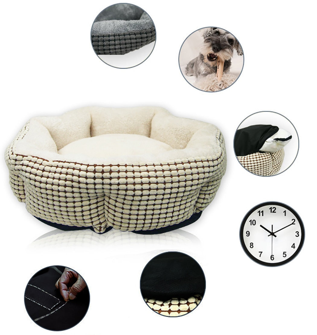 Pet Bed Round Soft Winter Warm Dog Cushion Pet Nest Corn Velvet Medium And Small Dog Teddy Kennel 2019 New Arrive-ebowsos