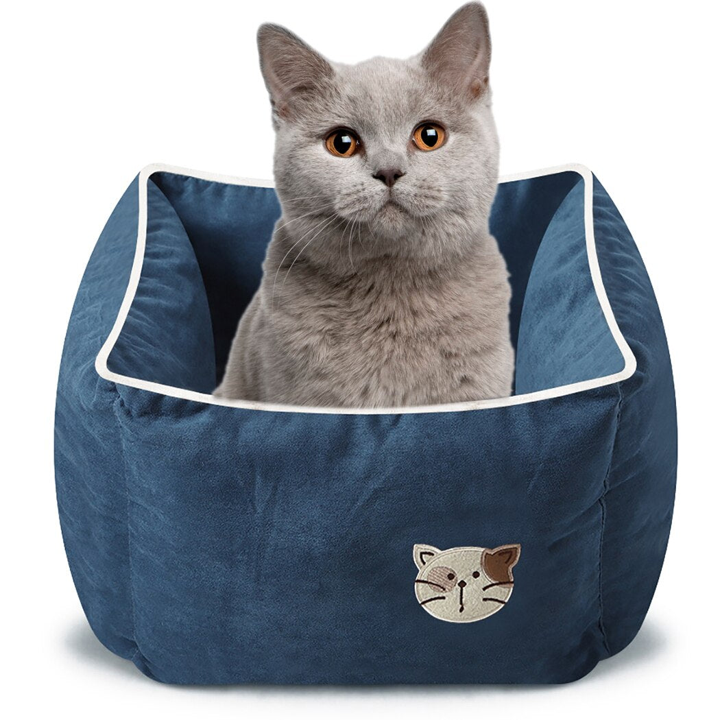 Pet Bed Warm Nest Soft Fleece Deep Sleep Windproof Cat Winter Bed Pet Cushion Sleeping Bag House Puppy Cave Bed-ebowsos