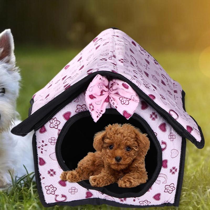 Pet Bed Warming House Soft Material Nest Dog House Baskets Kennel for Cat Puppy Soft and Smooth Tasteless and Harmless - ebowsos