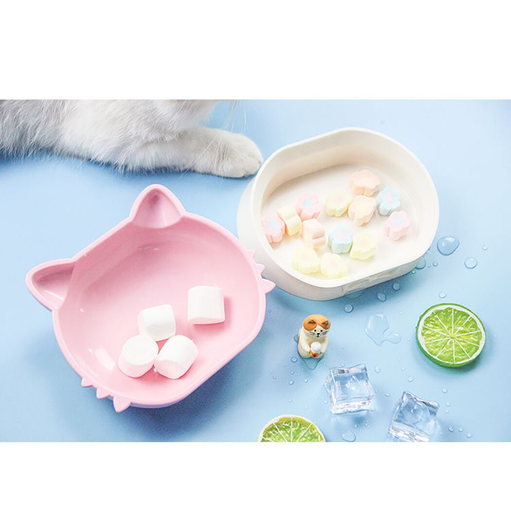 Pet Bowl Multifunction Cat Face Decor Pet Water Food Bowl Creative 2 In 1 Pet Food Bowls For Cat Dog Pet Feeding Supplies-ebowsos