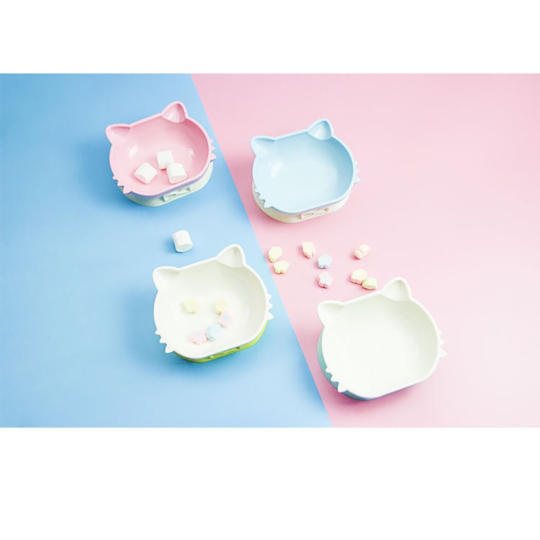 Pet Bowl Multifunction Cat Face Decor Pet Water Food Bowl Creative 2 In 1 Pet Food Bowls For Cat Dog Pet Feeding Supplies-ebowsos