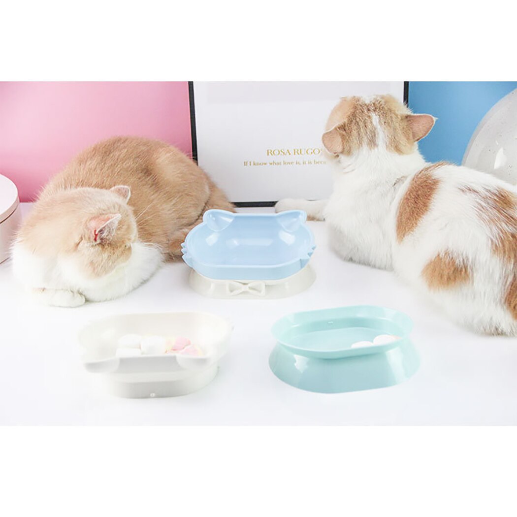 Pet Bowl Multifunction Cat Face Decor Pet Water Food Bowl Creative 2 In 1 Pet Food Bowls For Cat Dog Pet Feeding Supplies-ebowsos