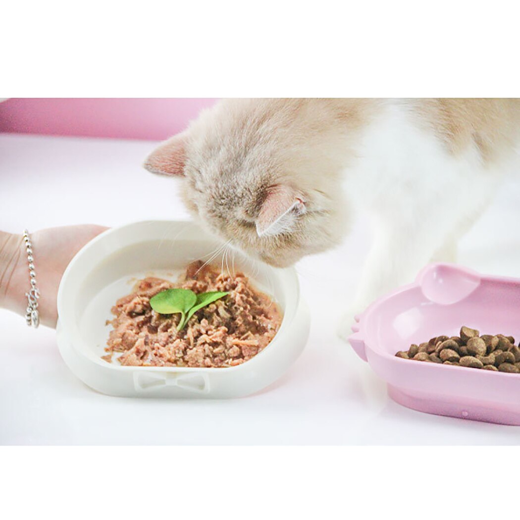 Pet Bowl Multifunction Cat Face Decor Pet Water Food Bowl Creative 2 In 1 Pet Food Bowls For Cat Dog Pet Feeding Supplies-ebowsos