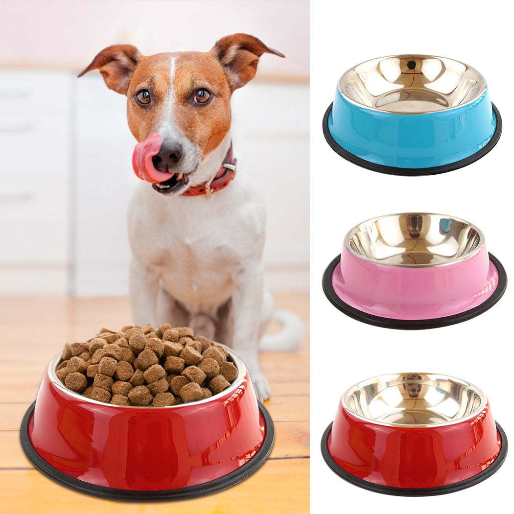 Pet Bowls Stainless Steel Non-Slip Pet Feeder Bowl Pet Water Bowl For Dogs Cats Pet Feeding Supplies Pet Water Food Feeder-ebowsos