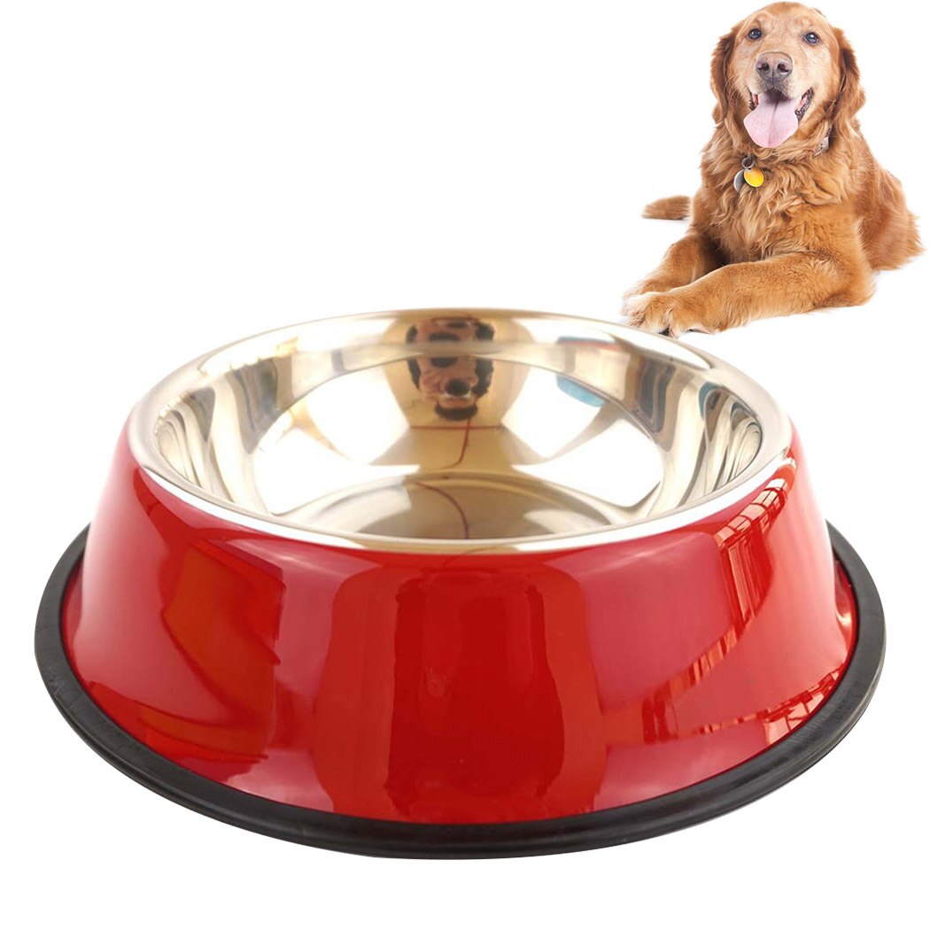 Pet Bowls Stainless Steel Non-Slip Pet Feeder Bowl Pet Water Bowl For Dogs Cats Pet Feeding Supplies Pet Water Food Feeder-ebowsos