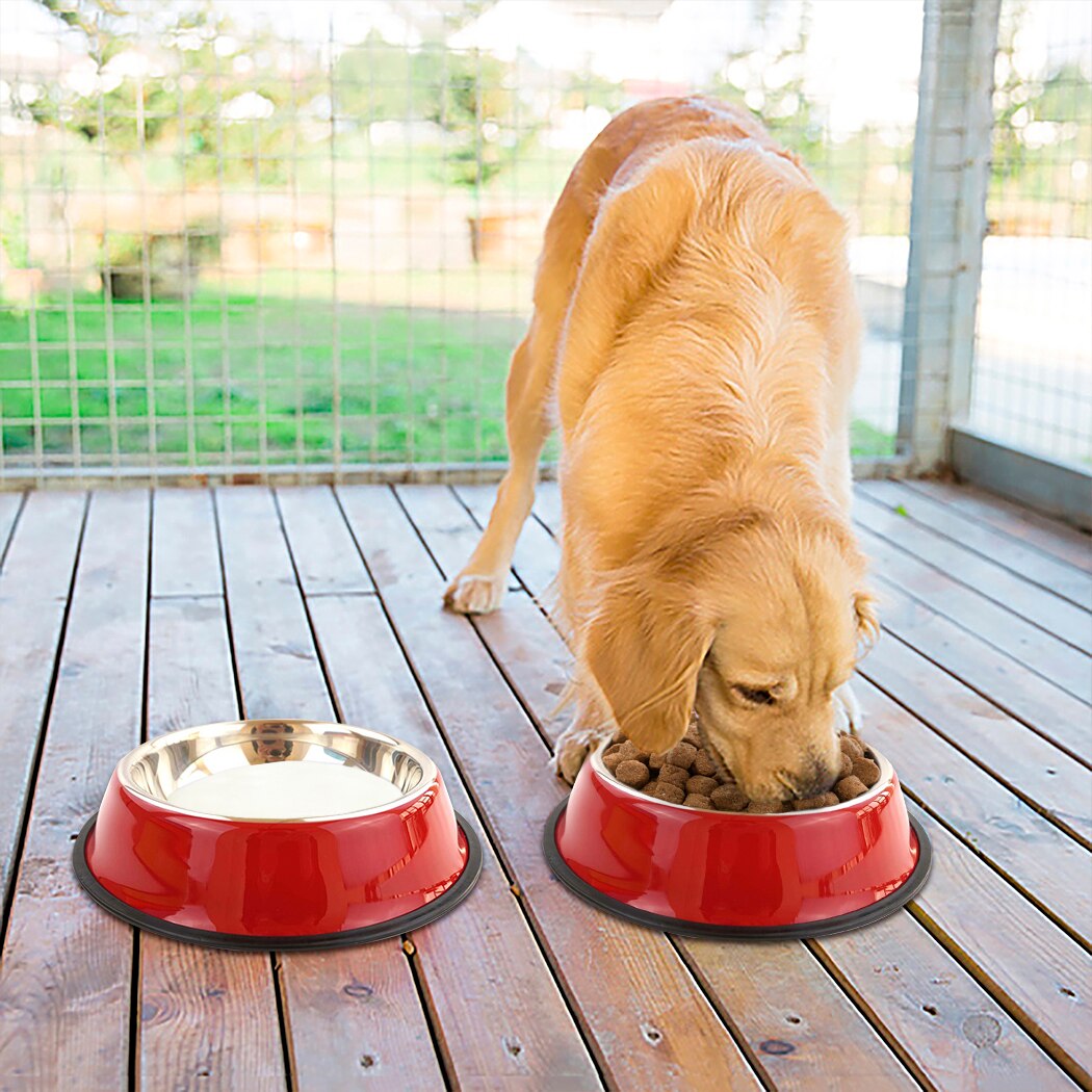 Pet Bowls Stainless Steel Non-Slip Pet Feeder Bowl Pet Water Bowl For Dogs Cats Pet Feeding Supplies Pet Water Food Feeder-ebowsos