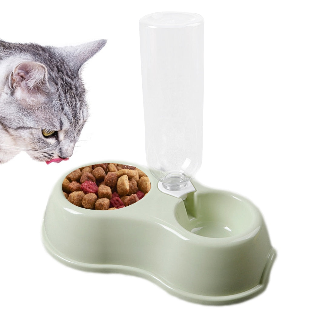 Pet Bowls Water Food Pet Double Use Feeder Creative Antiskid Dog Food Bowl Cat Bowls With Water Bottle Pet Feeding Supplies-ebowsos