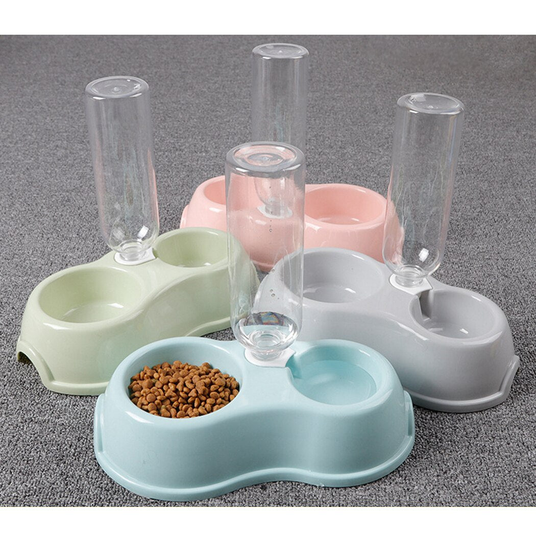 Pet Bowls Water Food Pet Double Use Feeder Creative Antiskid Dog Food Bowl Cat Bowls With Water Bottle Pet Feeding Supplies-ebowsos