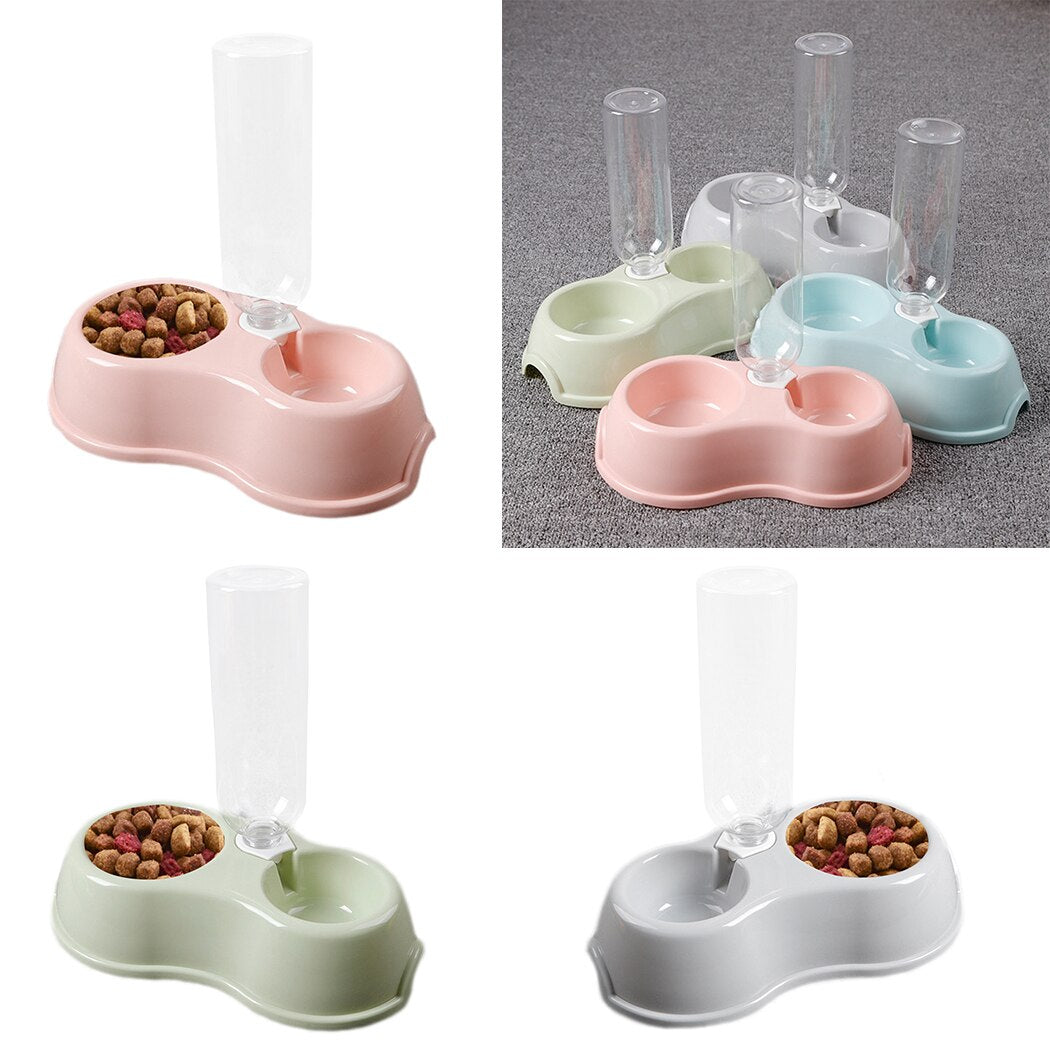 Pet Bowls Water Food Pet Double Use Feeder Creative Antiskid Dog Food Bowl Cat Bowls With Water Bottle Pet Feeding Supplies-ebowsos