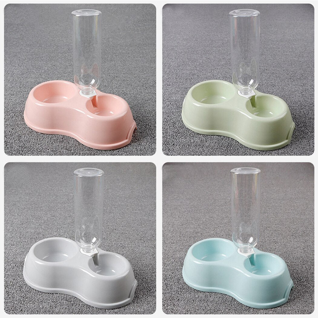 Pet Bowls Water Food Pet Double Use Feeder Creative Antiskid Dog Food Bowl Cat Bowls With Water Bottle Pet Feeding Supplies-ebowsos