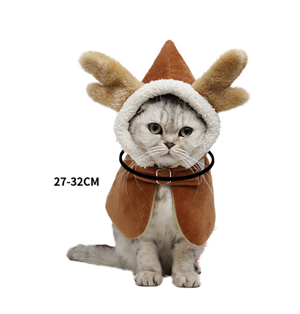 Pet Cape Cloak Creative Winter Hooded Dragon Horn Pet Cloak Pet Cosplay Costume For Cats Pet Clothing Accessories Pet Supplies-ebowsos