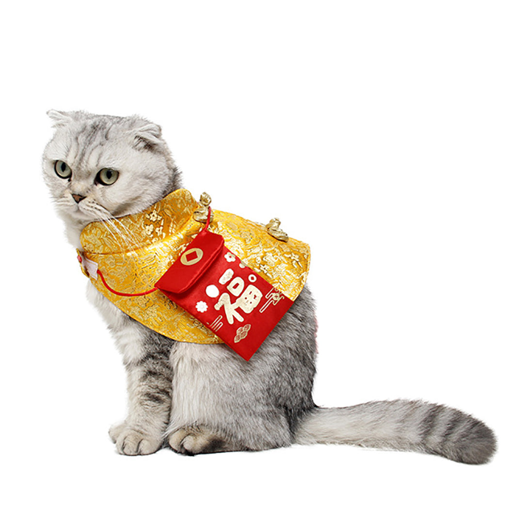 Pet Cat Tang Suit Small Red Envelope Festive Cloak Pet Cape Chinese Style Festive Pet Dog Cape Pet Costume For Kittens Cats-ebowsos