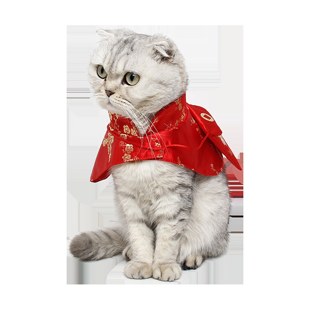 Pet Cat Tang Suit Small Red Envelope Festive Cloak Pet Cape Chinese Style Festive Pet Dog Cape Pet Costume For Kittens Cats-ebowsos