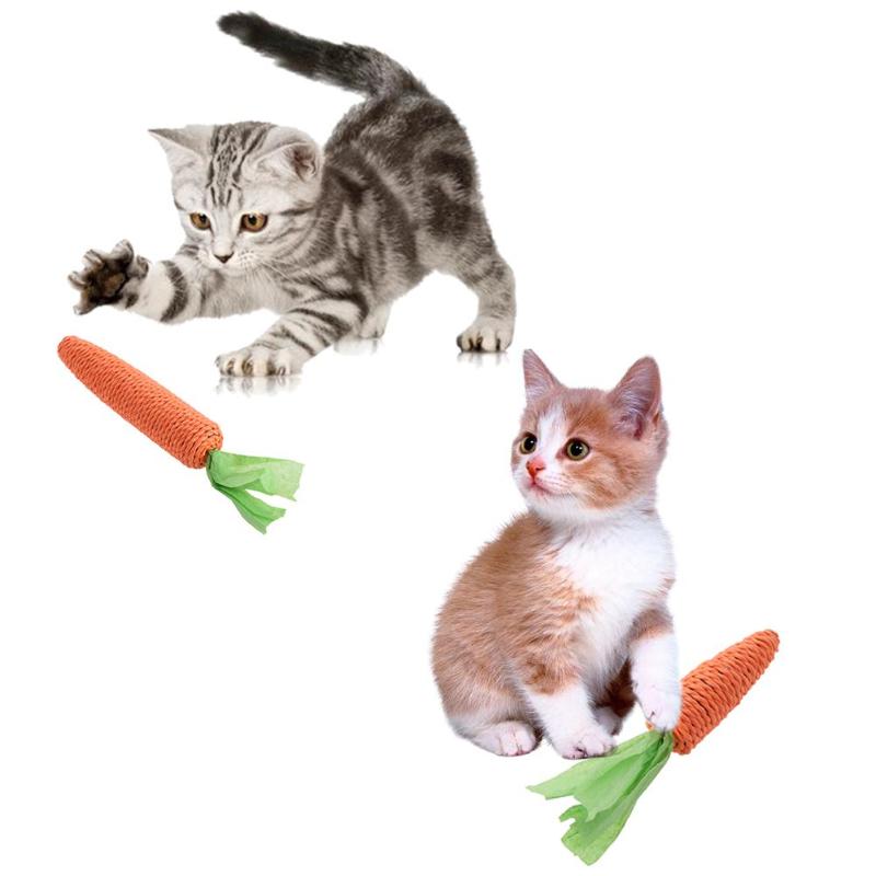 Pet Cat Toys Hemp Rope String Carrots Radish Toy Puppy Bite Carrot Shaped Knot Ropes Pet Chew Toy Safe for Play - ebowsos