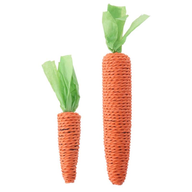 Pet Cat Toys Hemp Rope String Carrots Radish Toy Puppy Bite Carrot Shaped Knot Ropes Pet Chew Toy Safe for Play - ebowsos