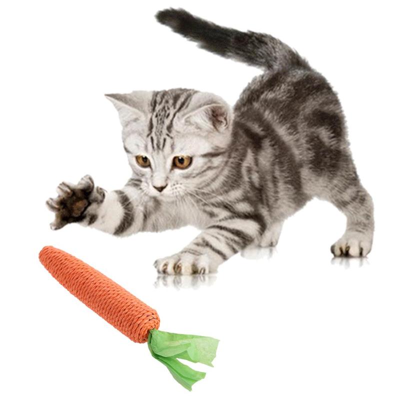 Pet Cat Toys Hemp Rope String Carrots Radish Toy Puppy Bite Carrot Shaped Knot Ropes Pet Chew Toy Safe for Play - ebowsos