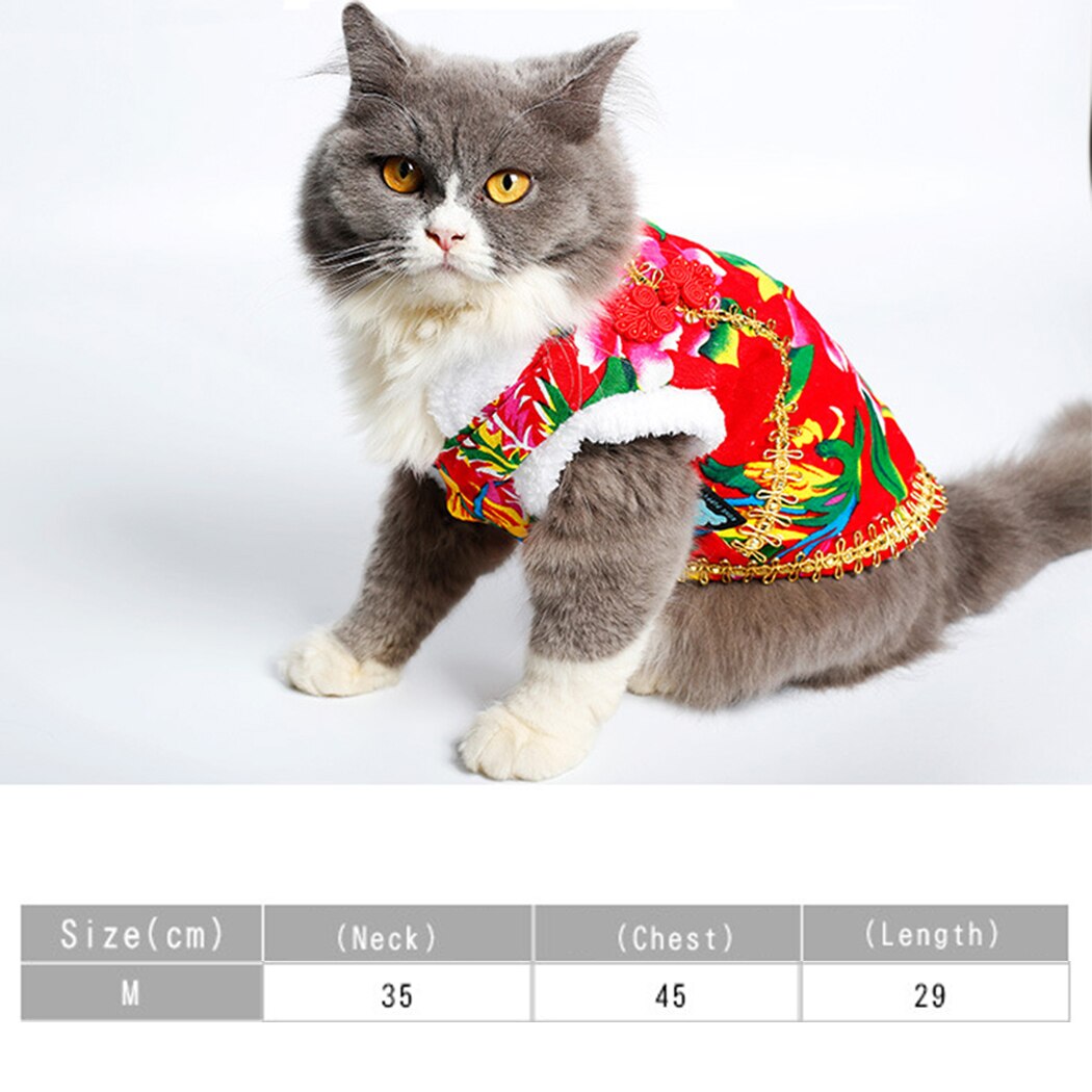 Pet Cat Winter Clothes Kittens Outfit Vest Warm Cat Floral Printed Clothes For Small Cat Pets Jacket Coat Padded Apparel-ebowsos