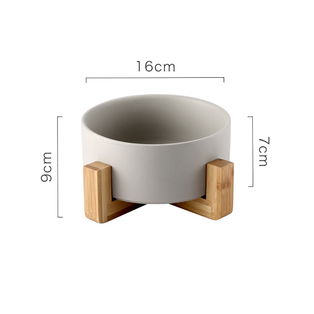 Pet Ceramic Bowls With Non-Slip Wooden Stand Pet Food Water Bowl For Cats Dogs Pet Feeder Cat Dog Feeding Supplies New Arrive-ebowsos