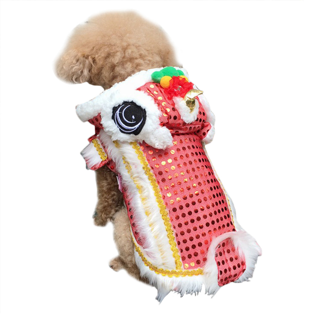 Pet Costume Sequin Dance Lion Cosplay Dog Costume Cat Party Costume For New Year Chinese Spring Festival Pet Clothing Supplies-ebowsos