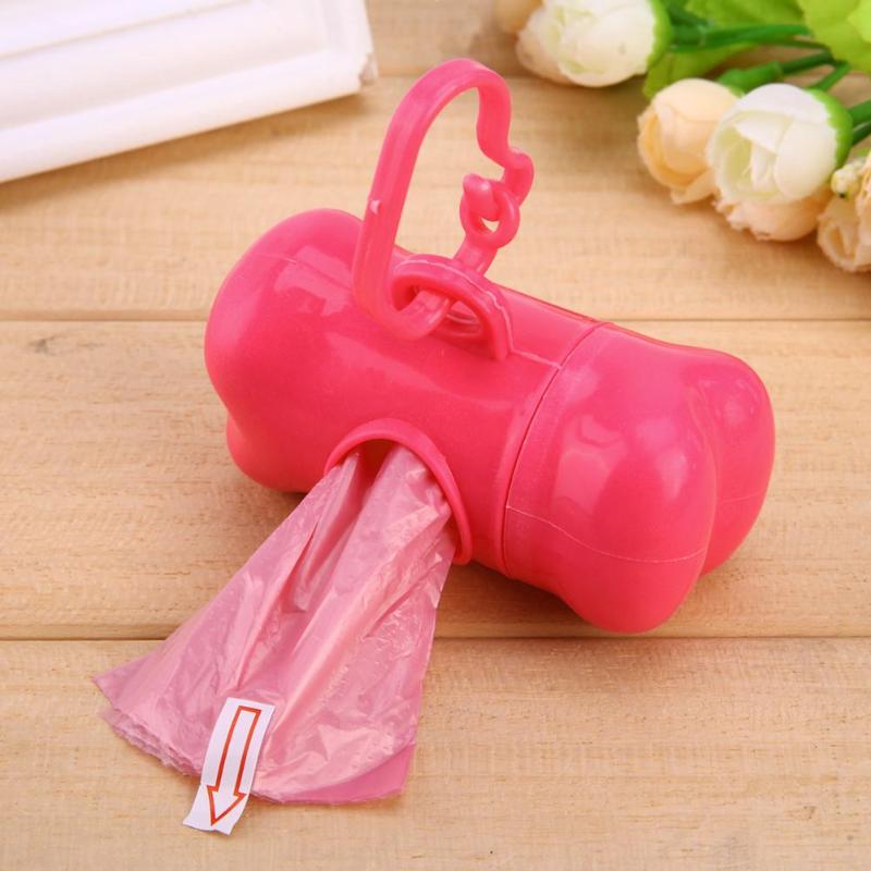 Pet Dog Bone Shape Trash Bag Dispenser with 1 Roll Pet Poop Bag Set Garbage Clean Up Waste Bag Carrier Holder Case Cute Gift - ebowsos