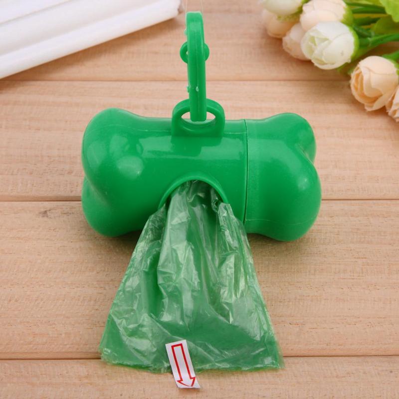 Pet Dog Bone Shape Trash Bag Dispenser with 1 Roll Pet Poop Bag Set Garbage Clean Up Waste Bag Carrier Holder Case Cute Gift - ebowsos