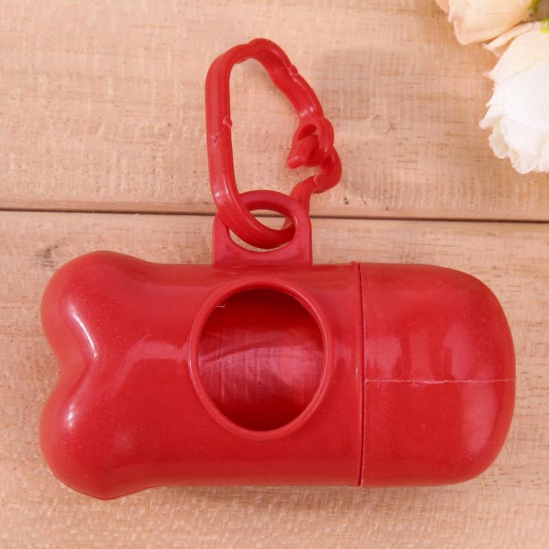 Pet Dog Bone Shape Trash Bag Dispenser with 1 Roll Pet Poop Bag Set Garbage Clean Up Waste Bag Carrier Holder Case Cute Gift - ebowsos