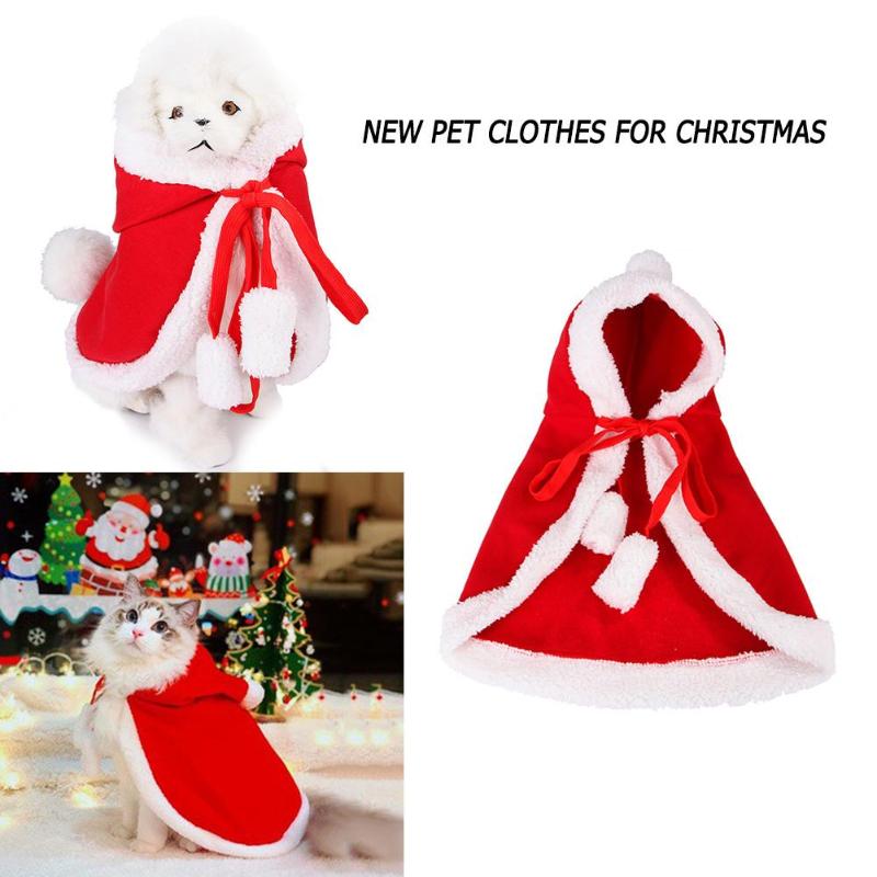 Pet Dog Cat Red Hooded Shawl Cute Lamb Velvet Clothes Christmas Halloween Cloak Costume Kitten Puppy Dressing Accessories - ebowsos